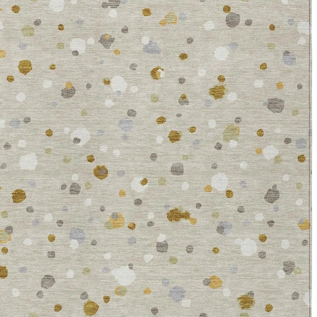 10' X 14' Beige And Gold Geometric Washable Indoor Outdoor Area Rug Homeroots Outdoor