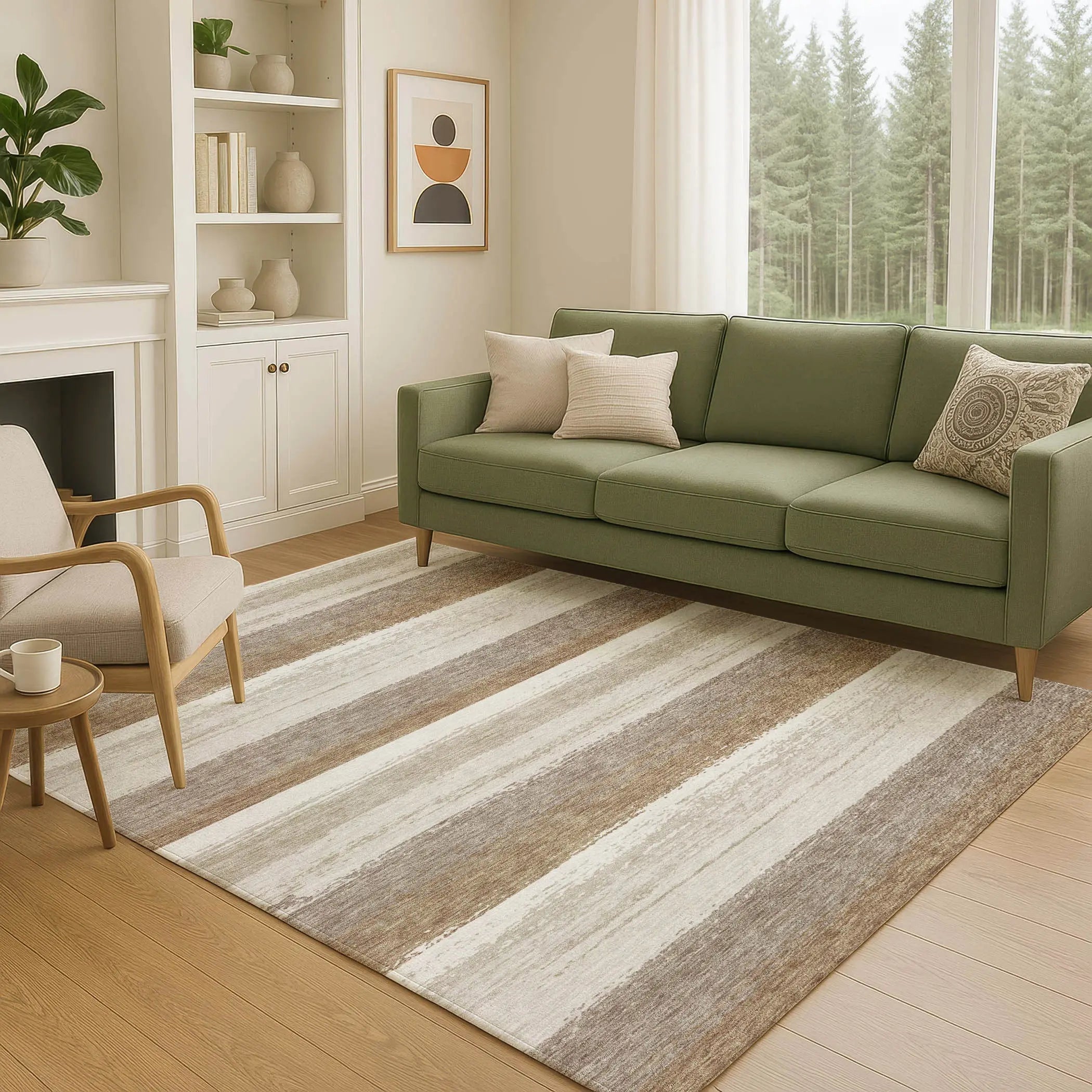 10' X 14' Beige And Graphite Striped Washable Indoor Outdoor Area Rug Homeroots Outdoor