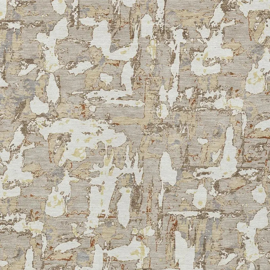 10' X 14' Beige And Gray Abstract Washable Indoor Outdoor Area Rug Homeroots Outdoor