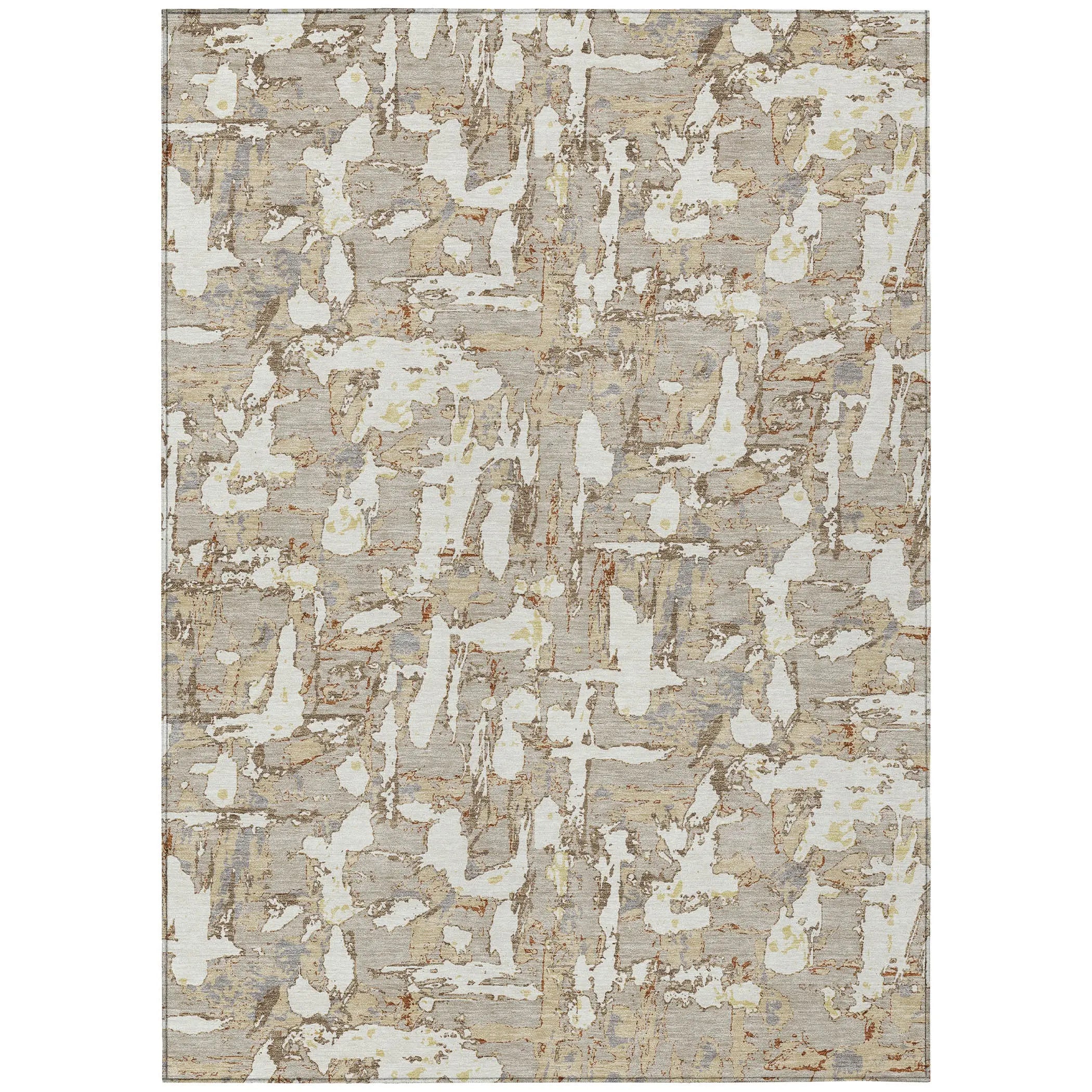 10' X 14' Beige And Gray Abstract Washable Indoor Outdoor Area Rug Homeroots Outdoor
