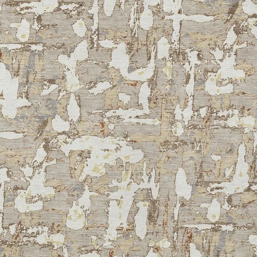 10' X 14' Beige And Gray Abstract Washable Indoor Outdoor Area Rug Homeroots Outdoor