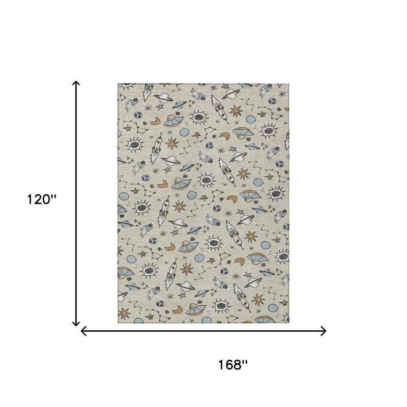10' X 14' Beige And Gray Animal Print Washable Indoor Outdoor Area Rug Homeroots Outdoor