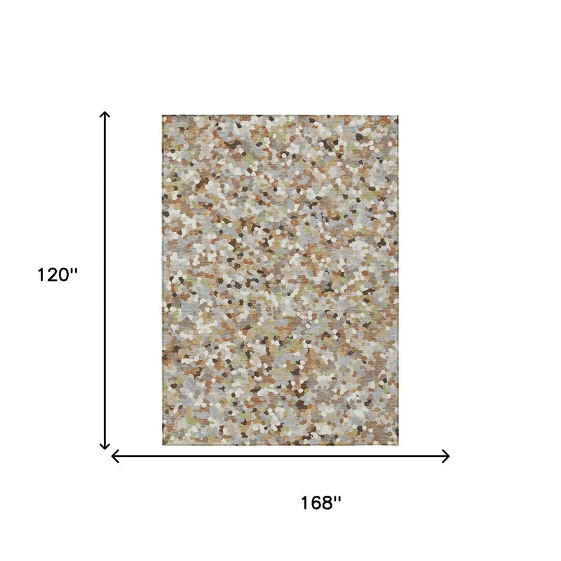 10' X 14' Beige And Gray Geometric Washable Indoor Outdoor Area Rug Homeroots Outdoor