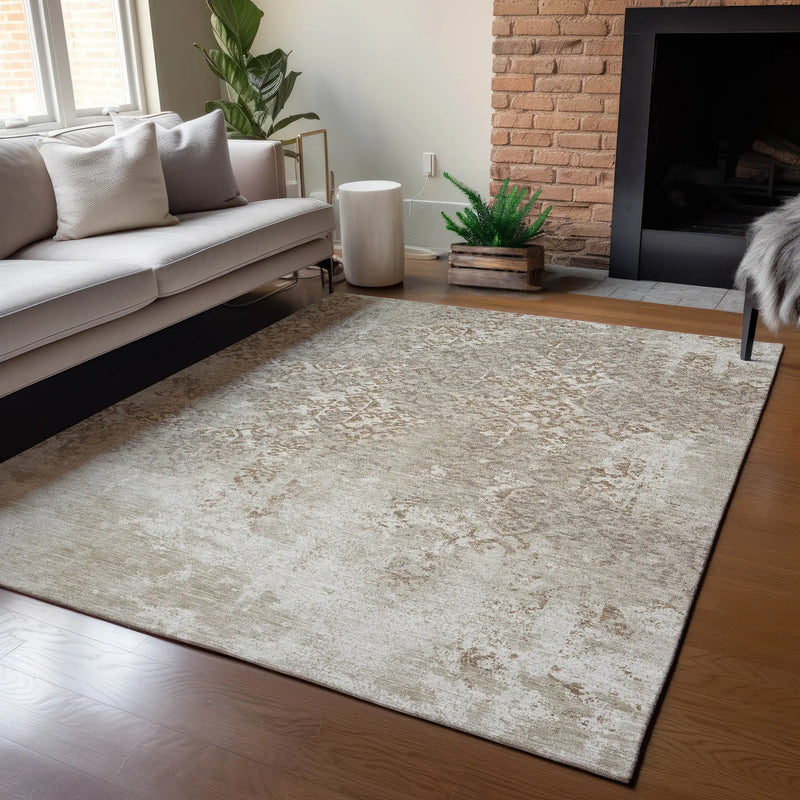 10' X 14' Beige And Gray Oriental Washable Indoor Outdoor Area Rug Homeroots Outdoor