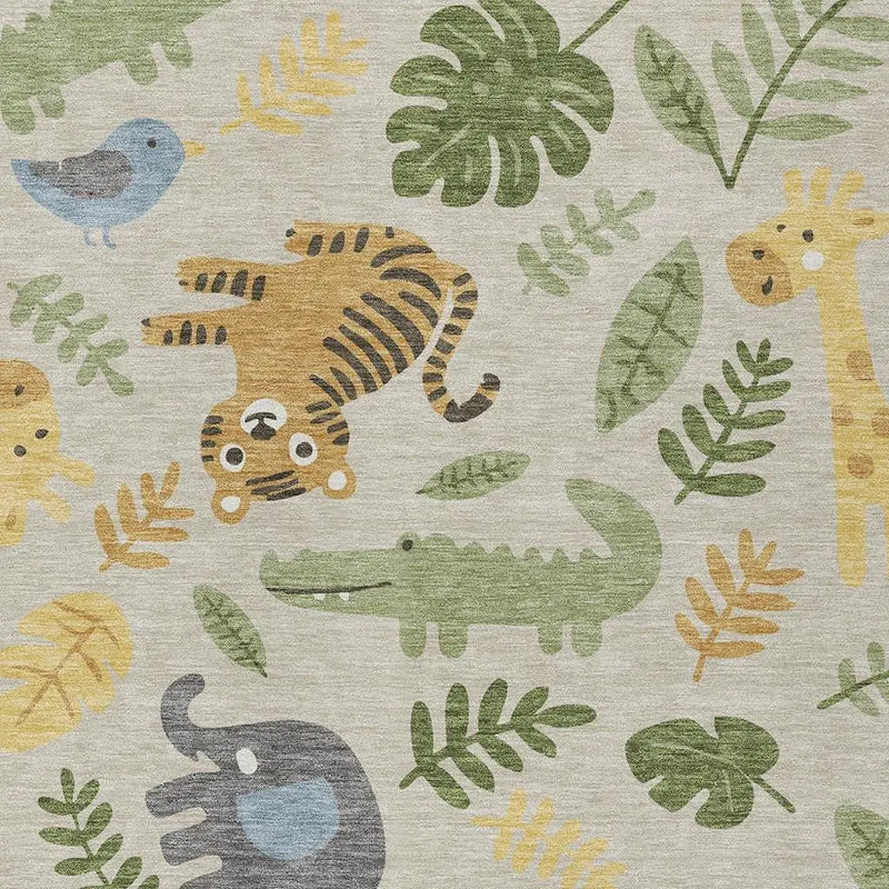 10' X 14' Beige And Green Abstract Washable Indoor Outdoor Area Rug Homeroots Outdoor