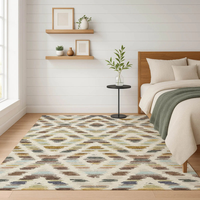 10' X 14' Beige And Green Tribal Washable Indoor Outdoor Area Rug Homeroots Outdoor