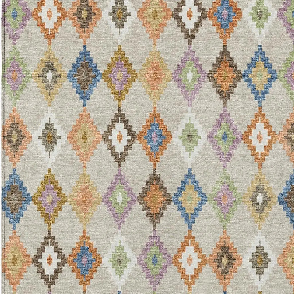 10' X 14' Beige And Ivory Aztec Washable Indoor Outdoor Area Rug Homeroots Outdoor