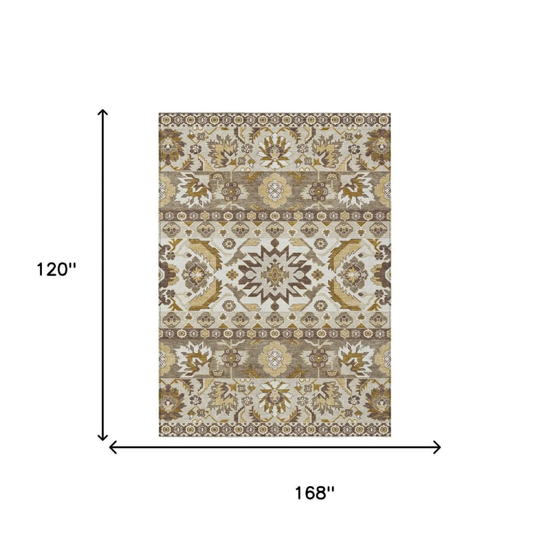 10' X 14' Beige And Ivory Cactus Washable Indoor Outdoor Area Rug Homeroots Outdoor