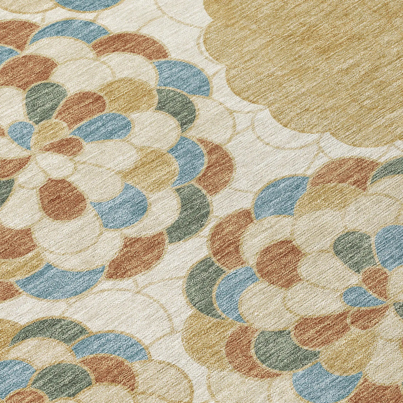 10' X 14' Beige And Ivory Floral Washable Indoor Outdoor Area Rug Homeroots Outdoor