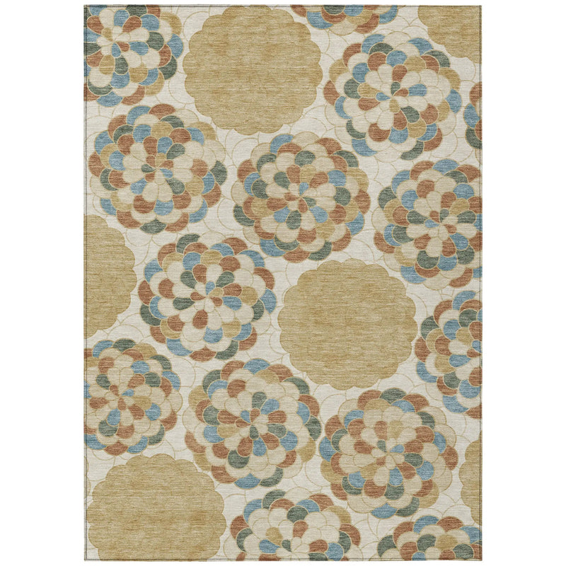 10' X 14' Beige And Ivory Floral Washable Indoor Outdoor Area Rug Homeroots Outdoor