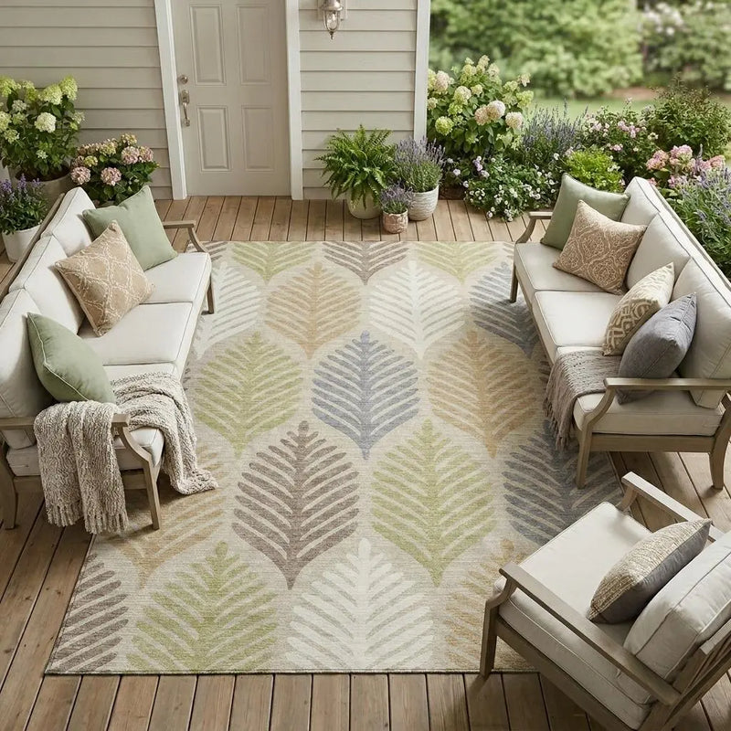 10' X 14' Beige And Ivory Floral Washable Indoor Outdoor Area Rug Homeroots Outdoor
