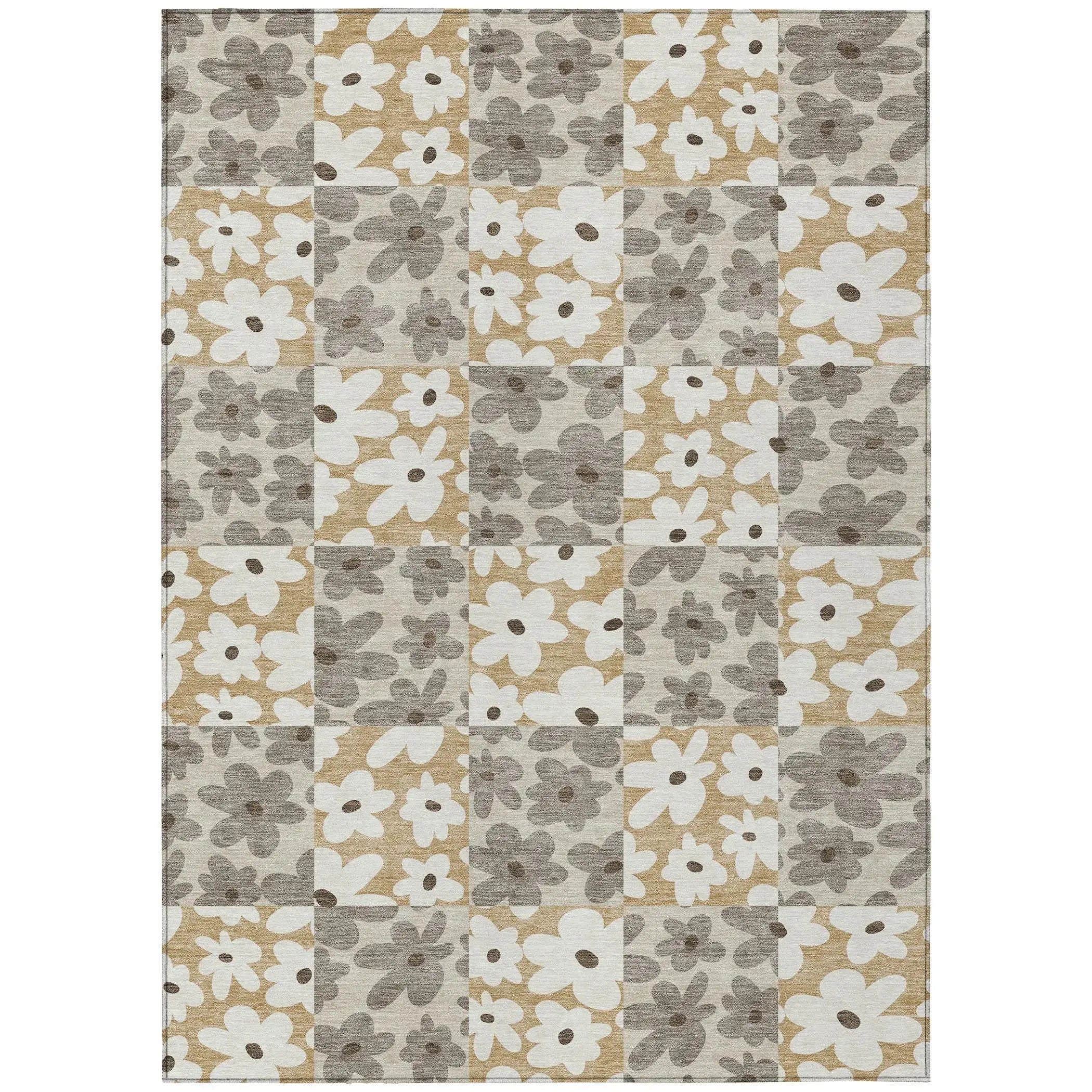10' X 14' Beige And Ivory Floral Washable Indoor Outdoor Area Rug Homeroots Outdoor