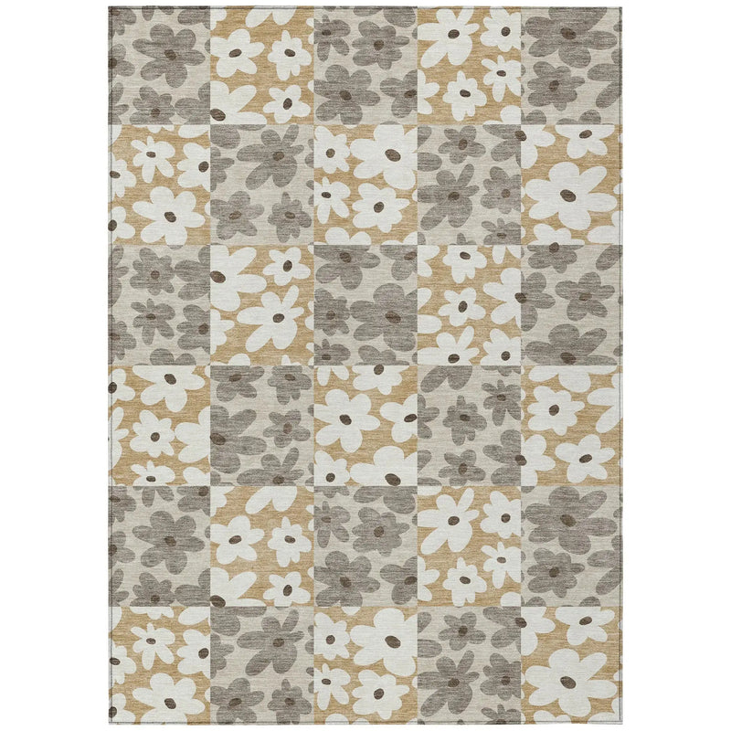 10' X 14' Beige And Ivory Floral Washable Indoor Outdoor Area Rug Homeroots Outdoor