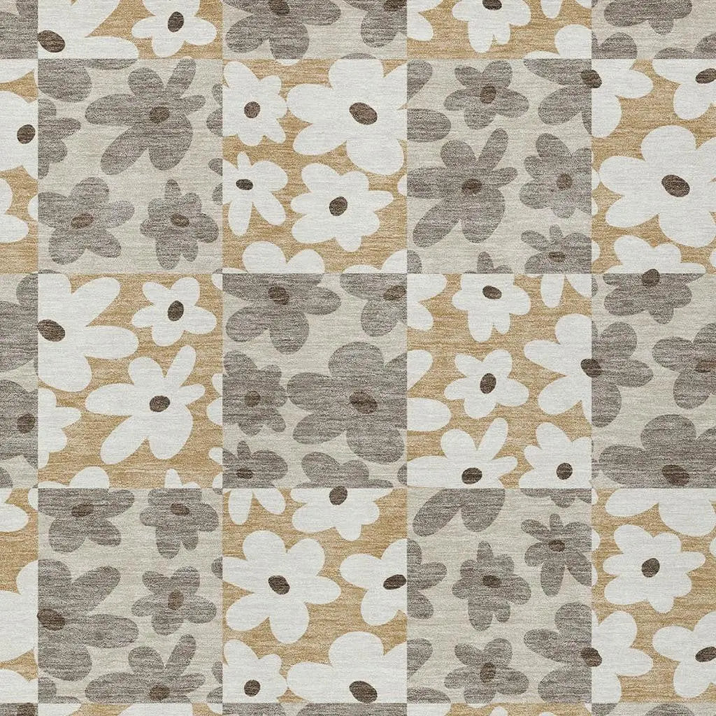 10' X 14' Beige And Ivory Floral Washable Indoor Outdoor Area Rug Homeroots Outdoor