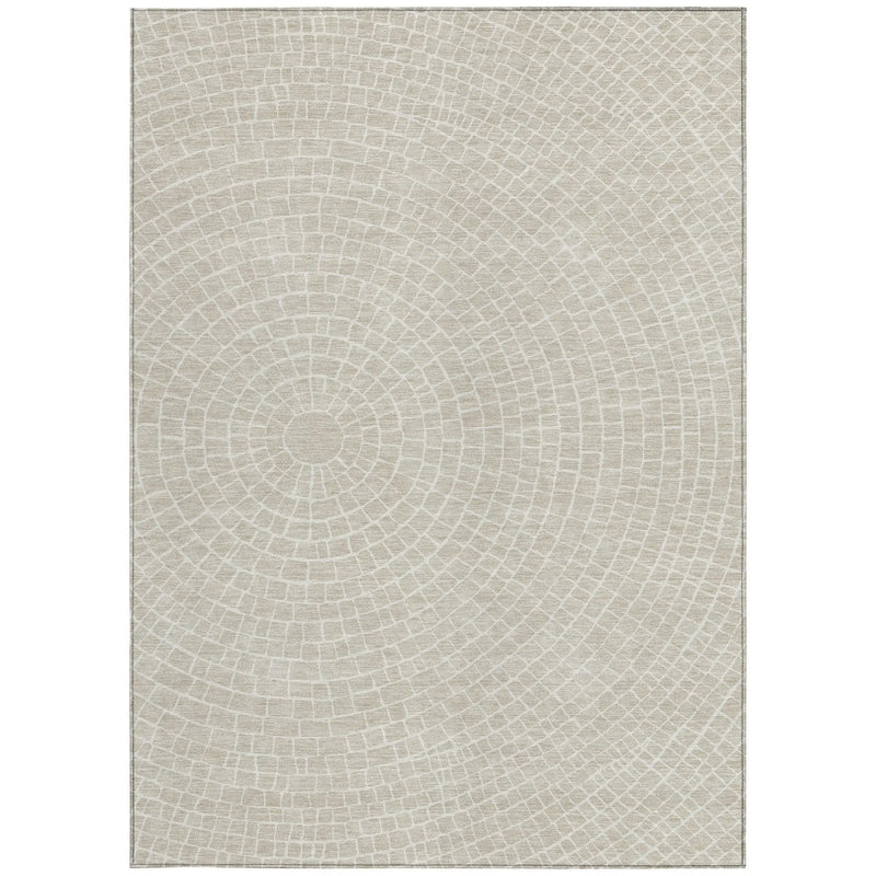 10' X 14' Beige And Ivory Geometric Washable Indoor Outdoor Area Rug Homeroots Outdoor