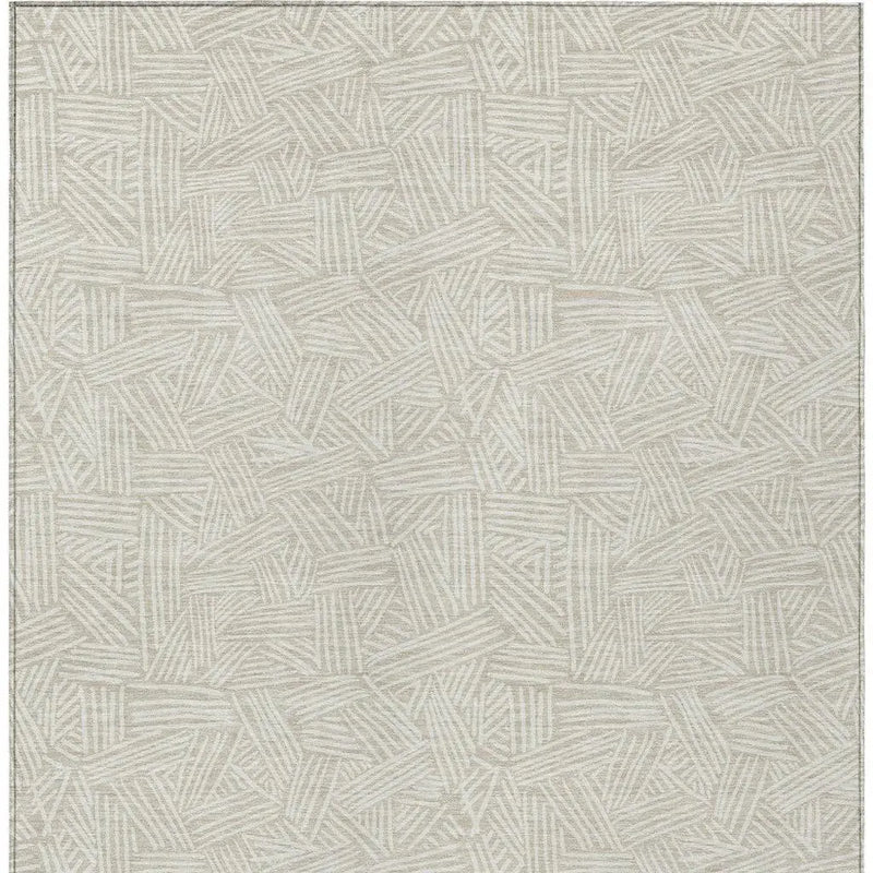 10' X 14' Beige And Ivory Geometric Washable Indoor Outdoor Area Rug Homeroots Outdoor