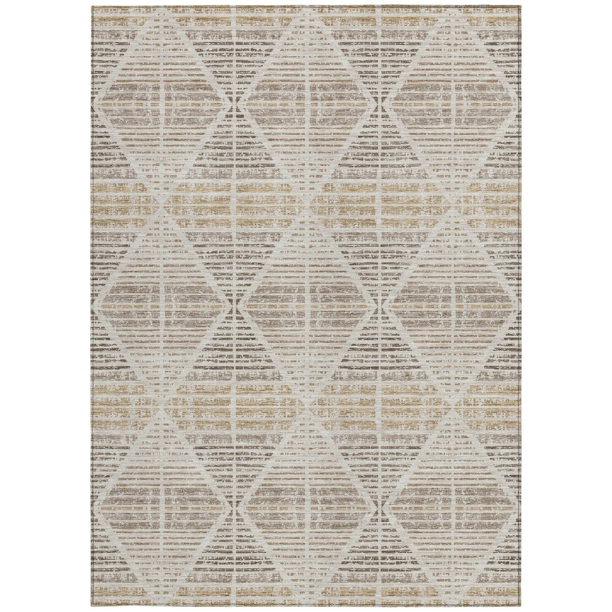 10' X 14' Beige And Ivory Geometric Washable Indoor Outdoor Area Rug Homeroots Outdoor