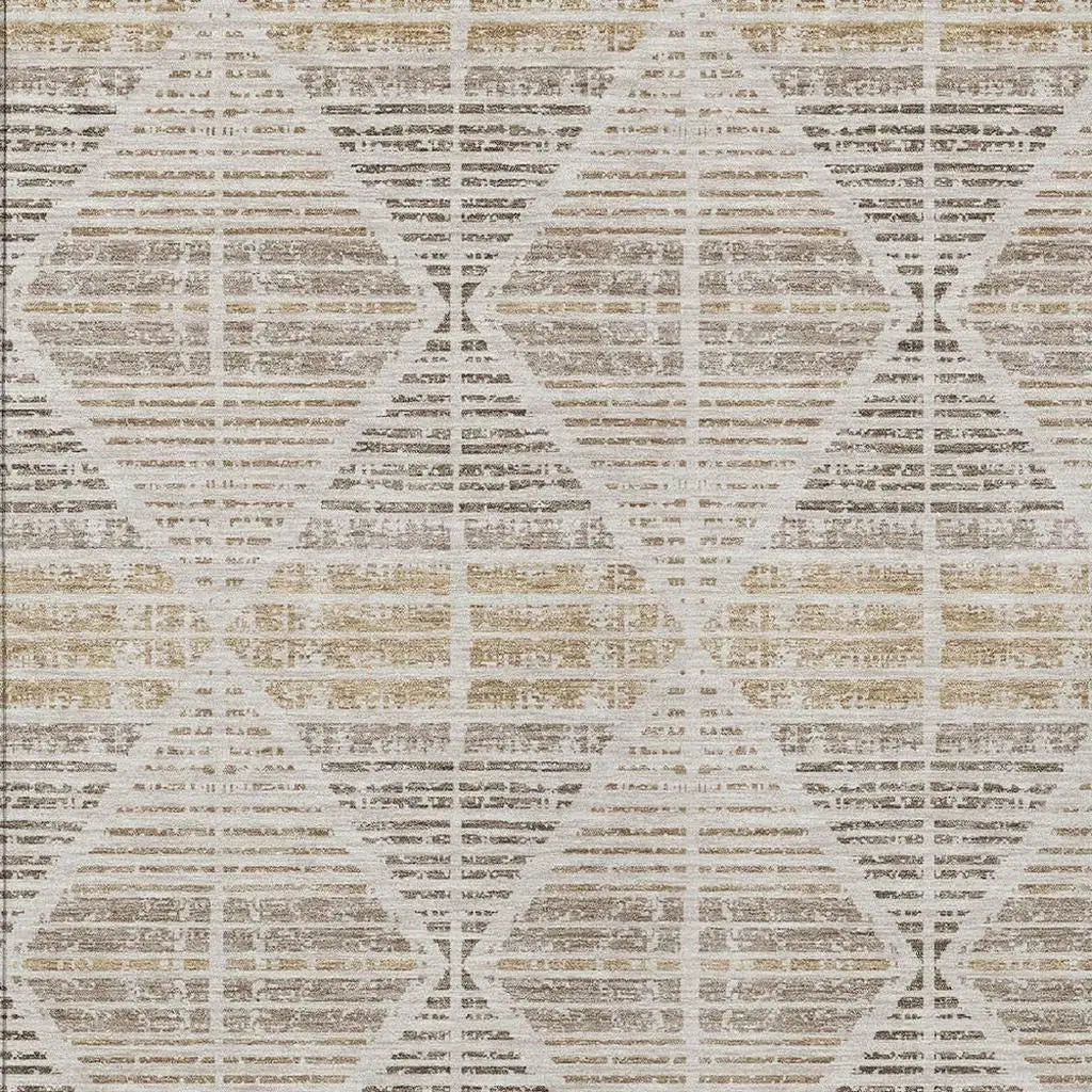 10' X 14' Beige And Ivory Geometric Washable Indoor Outdoor Area Rug Homeroots Outdoor