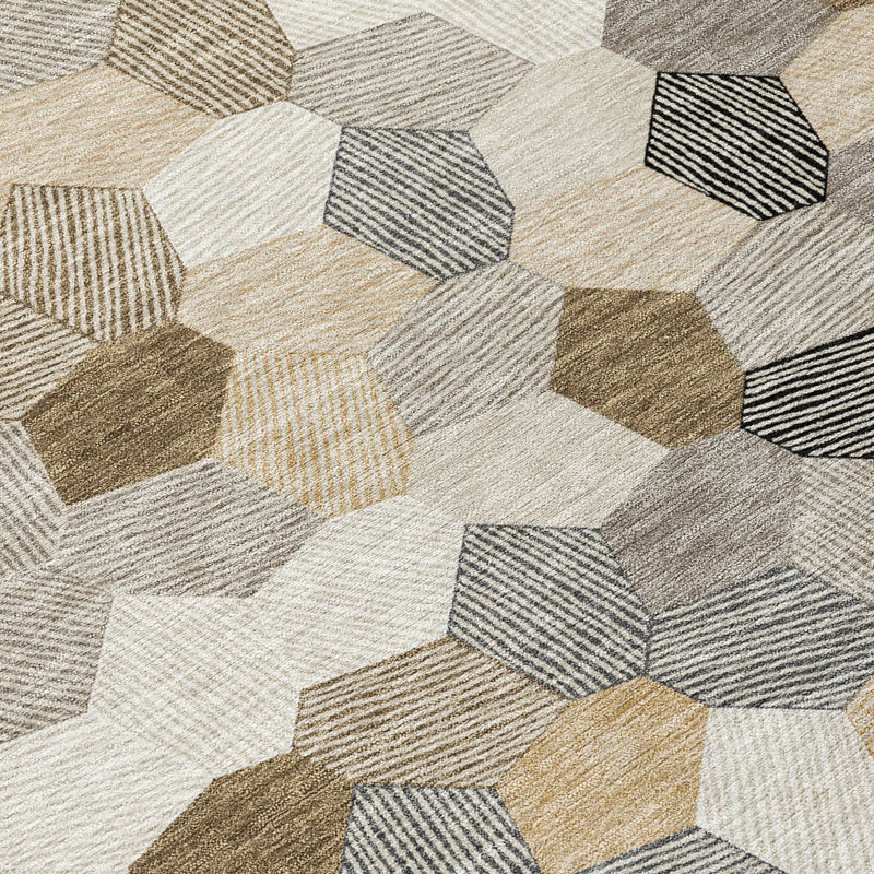10' X 14' Beige And Ivory Geometric Washable Indoor Outdoor Area Rug Homeroots Outdoor