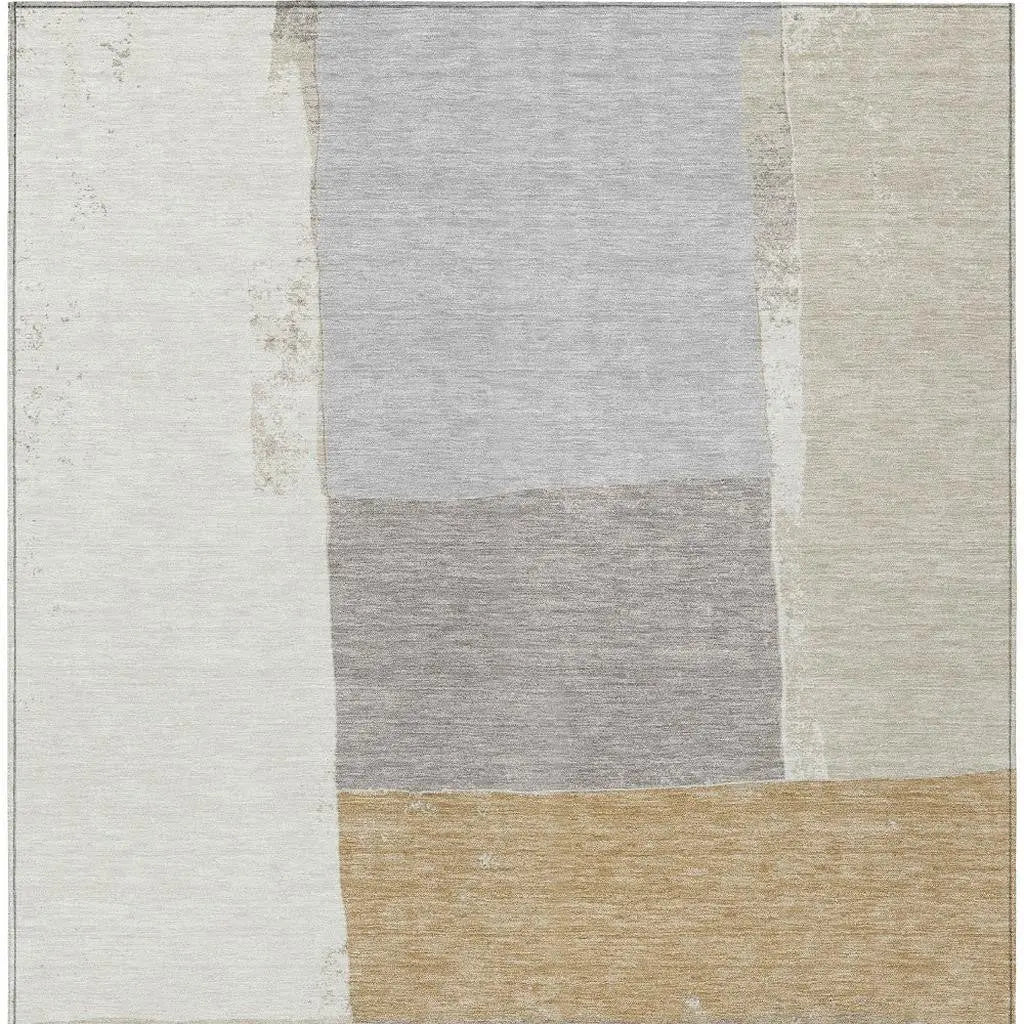 10' X 14' Beige And Ivory Geometric Washable Indoor Outdoor Area Rug Homeroots Outdoor