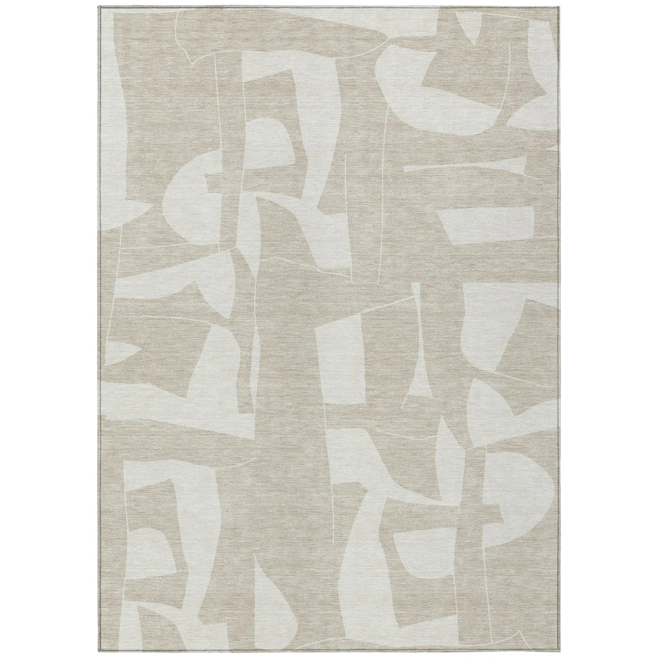 10' X 14' Beige And Ivory Geometric Washable Indoor Outdoor Area Rug Homeroots Outdoor