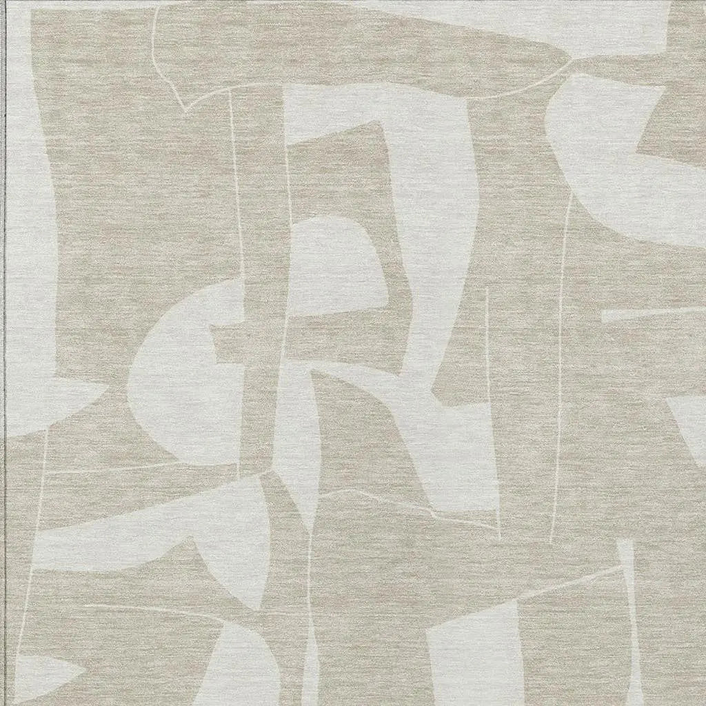 10' X 14' Beige And Ivory Geometric Washable Indoor Outdoor Area Rug Homeroots Outdoor