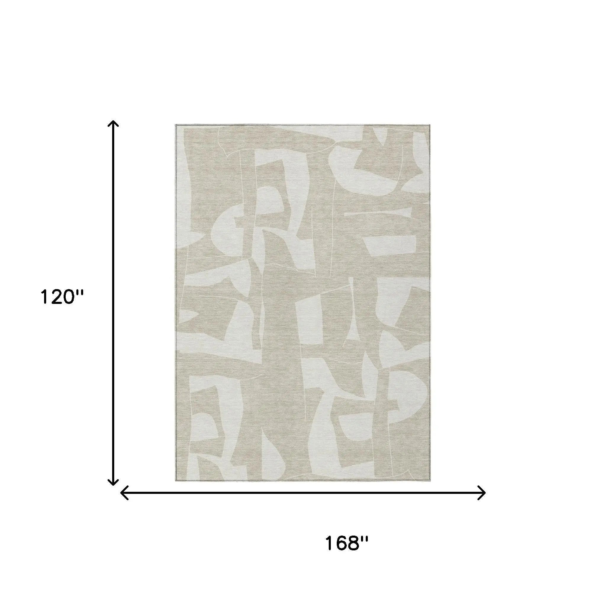 10' X 14' Beige And Ivory Geometric Washable Indoor Outdoor Area Rug Homeroots Outdoor