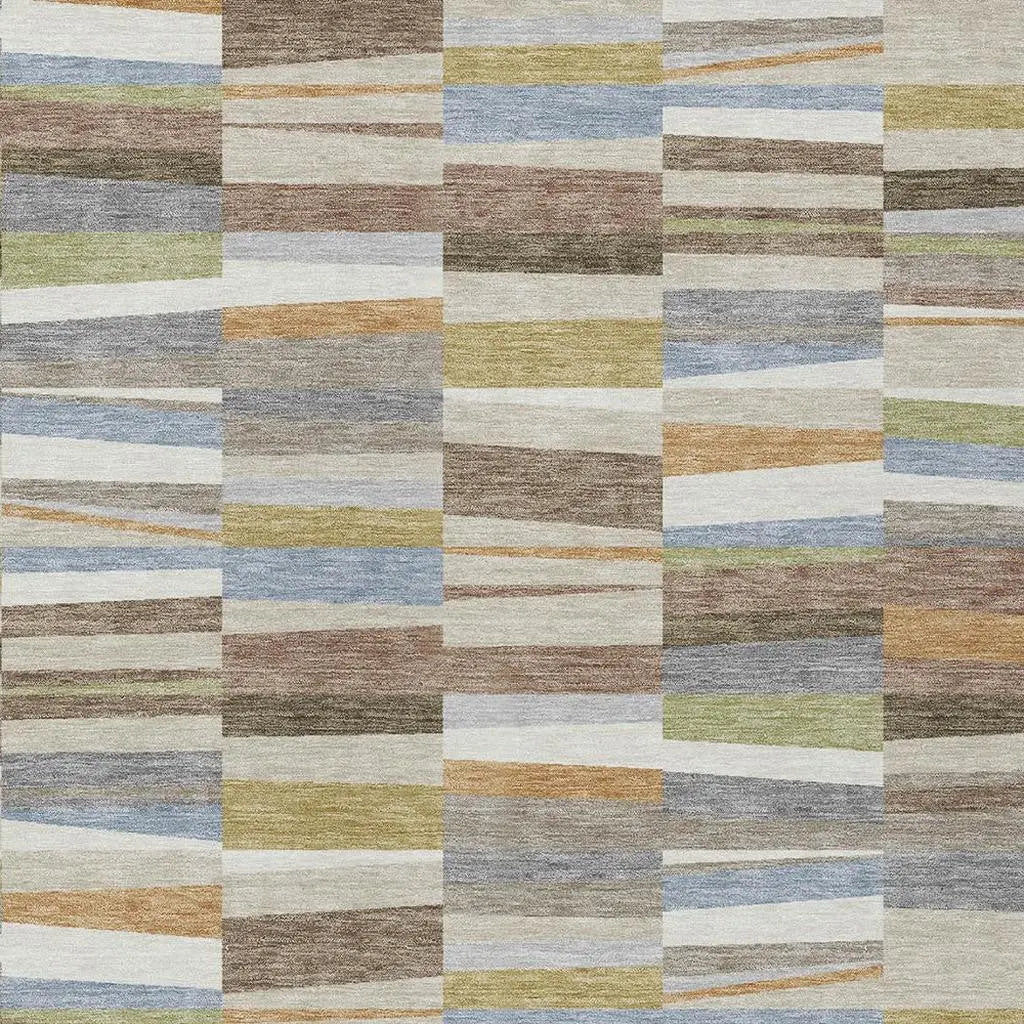 10' X 14' Beige And Ivory Striped Washable Indoor Outdoor Area Rug Homeroots Outdoor