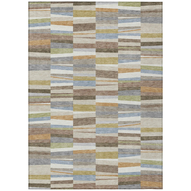 10' X 14' Beige And Ivory Striped Washable Indoor Outdoor Area Rug Homeroots Outdoor
