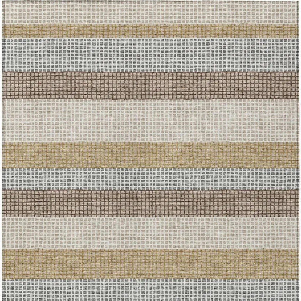 10' X 14' Beige And Ivory Striped Washable Indoor Outdoor Area Rug Homeroots Outdoor