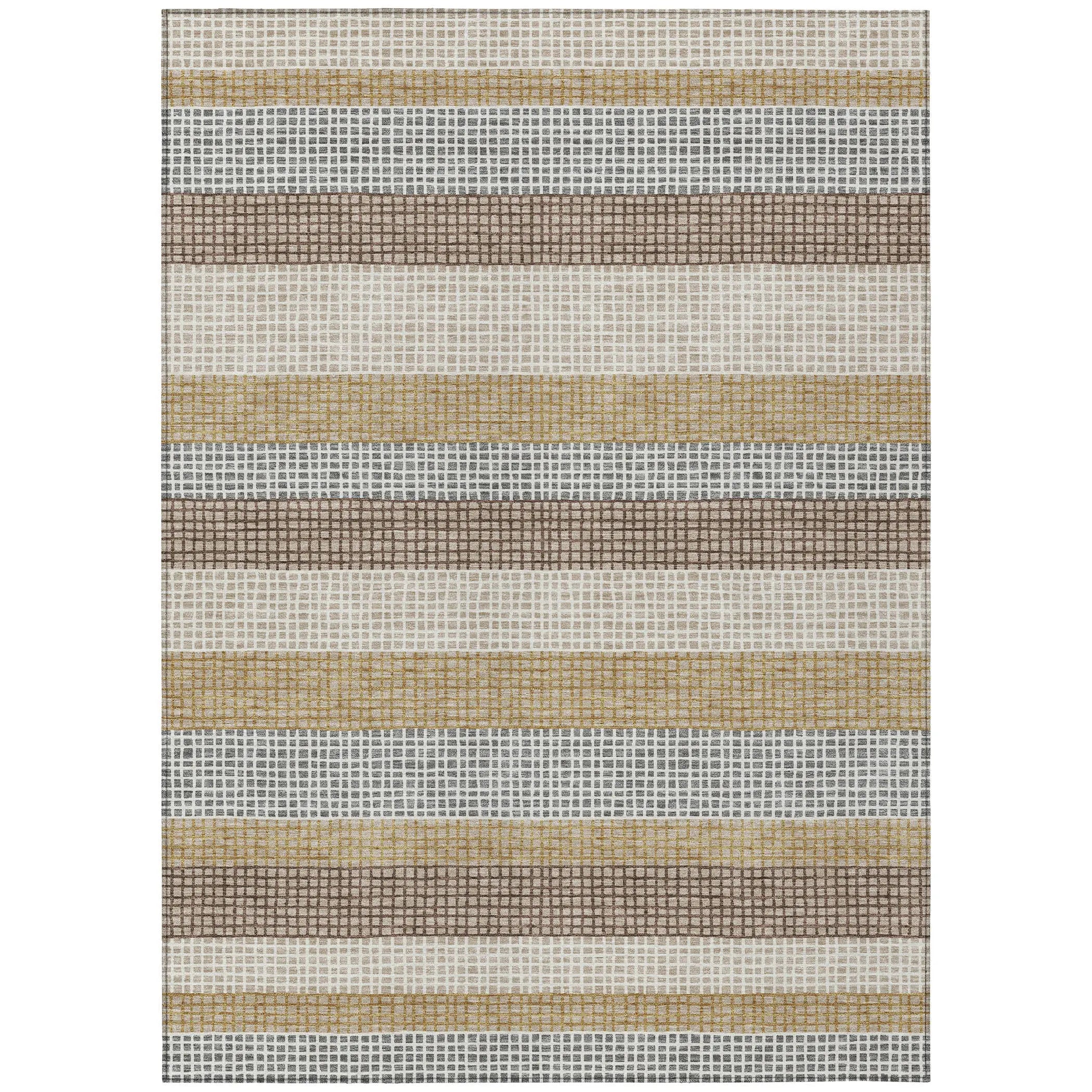 10' X 14' Beige And Ivory Striped Washable Indoor Outdoor Area Rug Homeroots Outdoor
