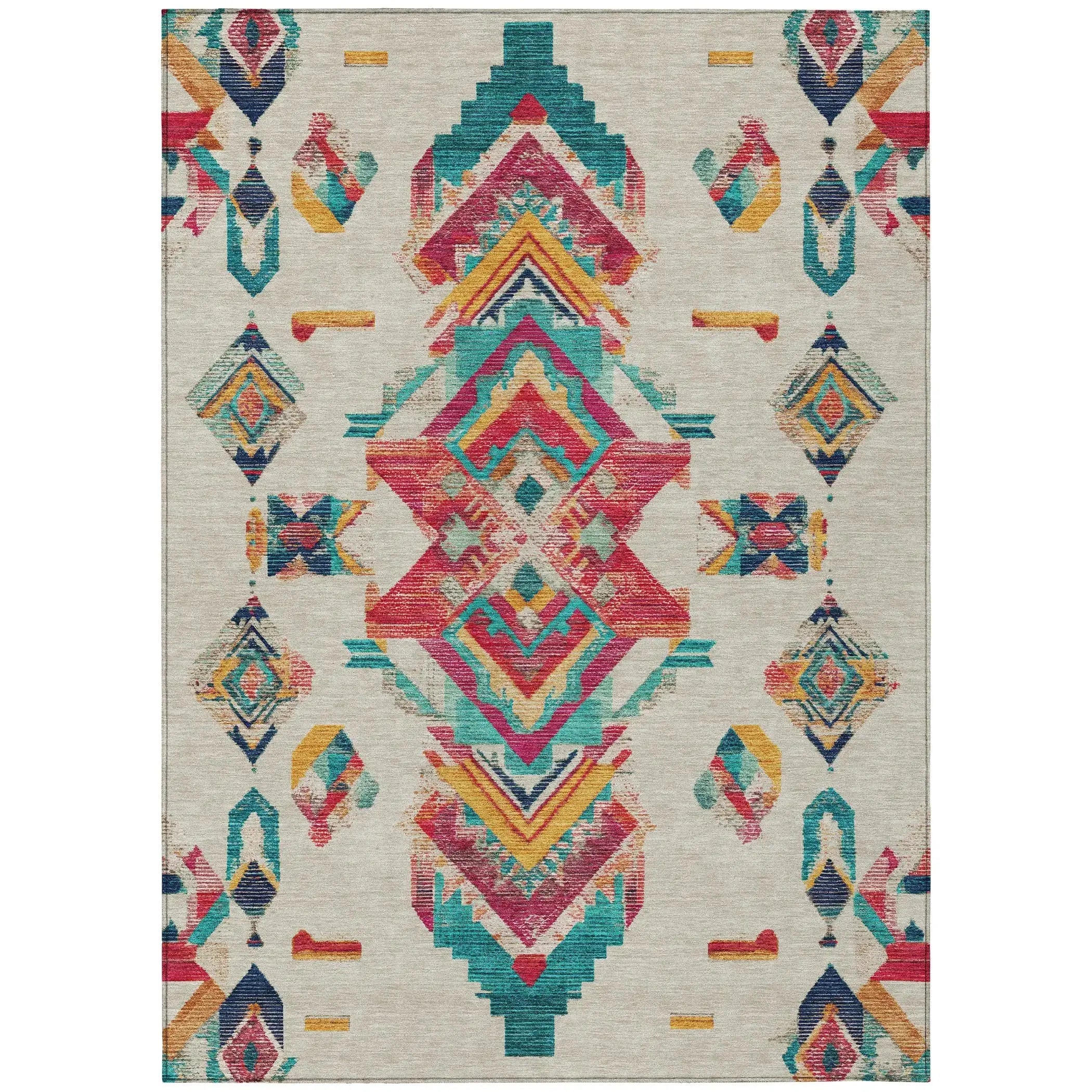 10' X 14' Beige And Ivory Tribal Washable Indoor Outdoor Area Rug Homeroots Outdoor