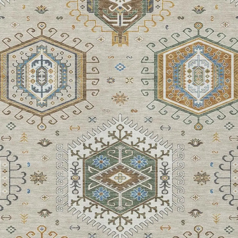 10' X 14' Beige And Ivory Tribal Washable Indoor Outdoor Area Rug Homeroots Outdoor
