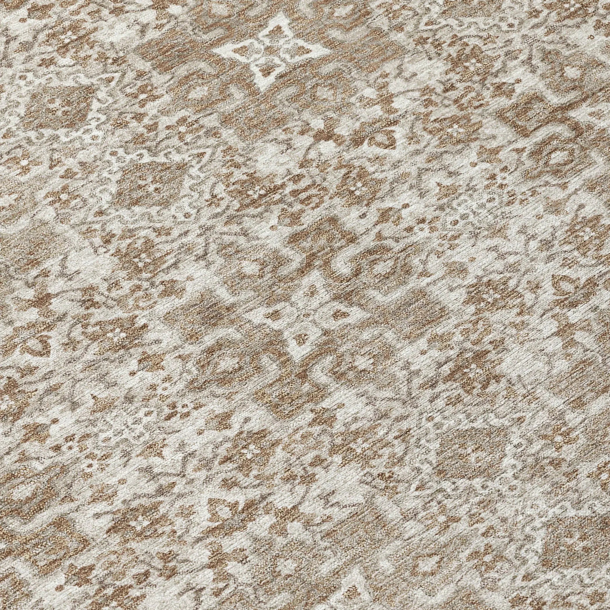10' X 14' Beige And Khaki Oriental Washable Indoor Outdoor Area Rug Homeroots Outdoor