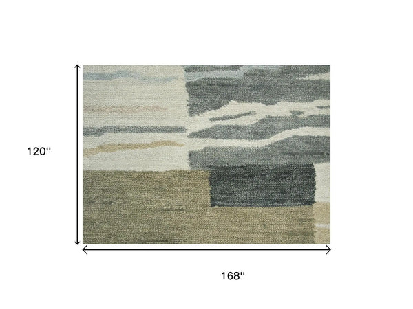 10' X 14' Beige And Natural Wool Abstract Hand Tufted Area Rug Homeroots Home Decor