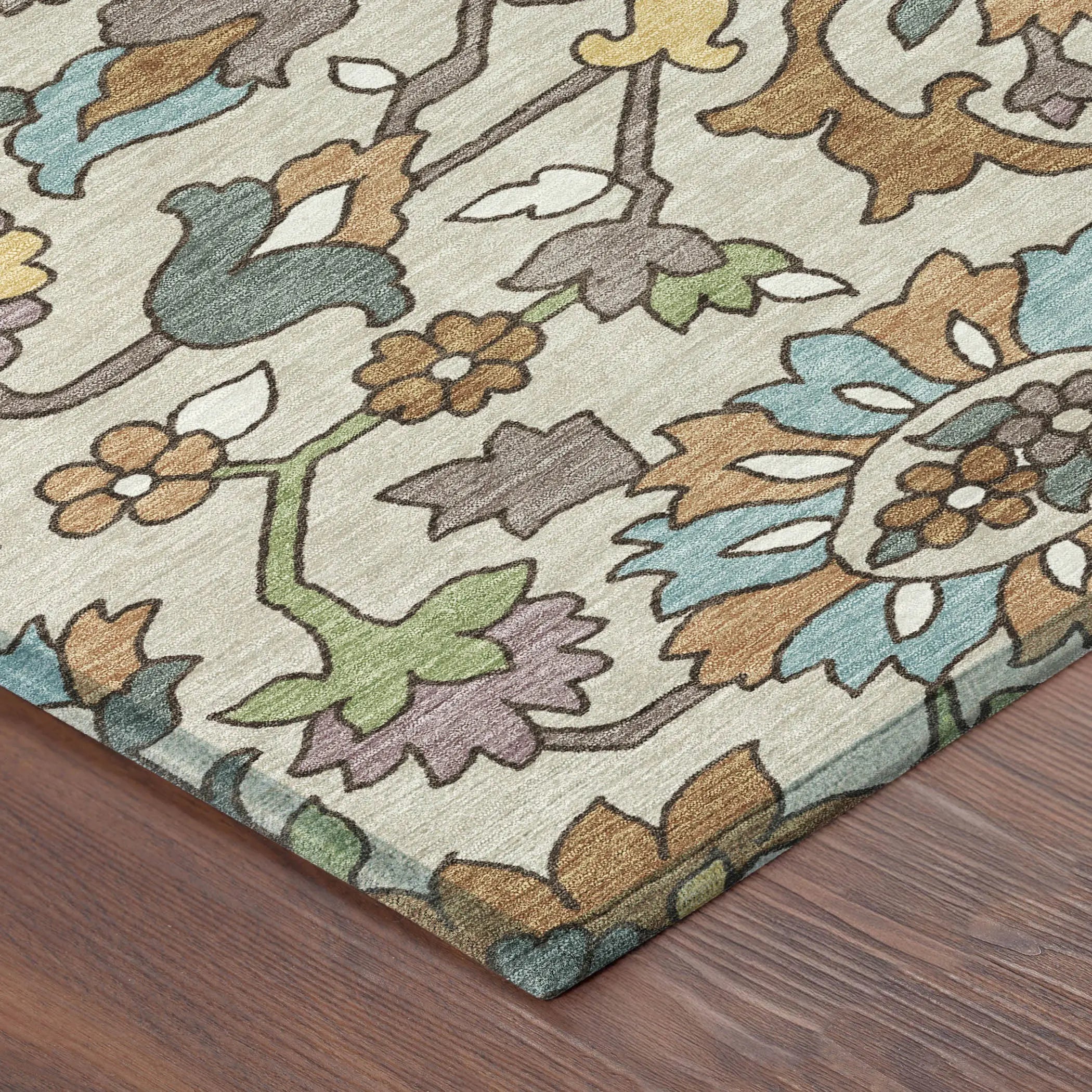10' X 14' Beige And Orange Floral Washable Indoor Outdoor Area Rug Homeroots Outdoor