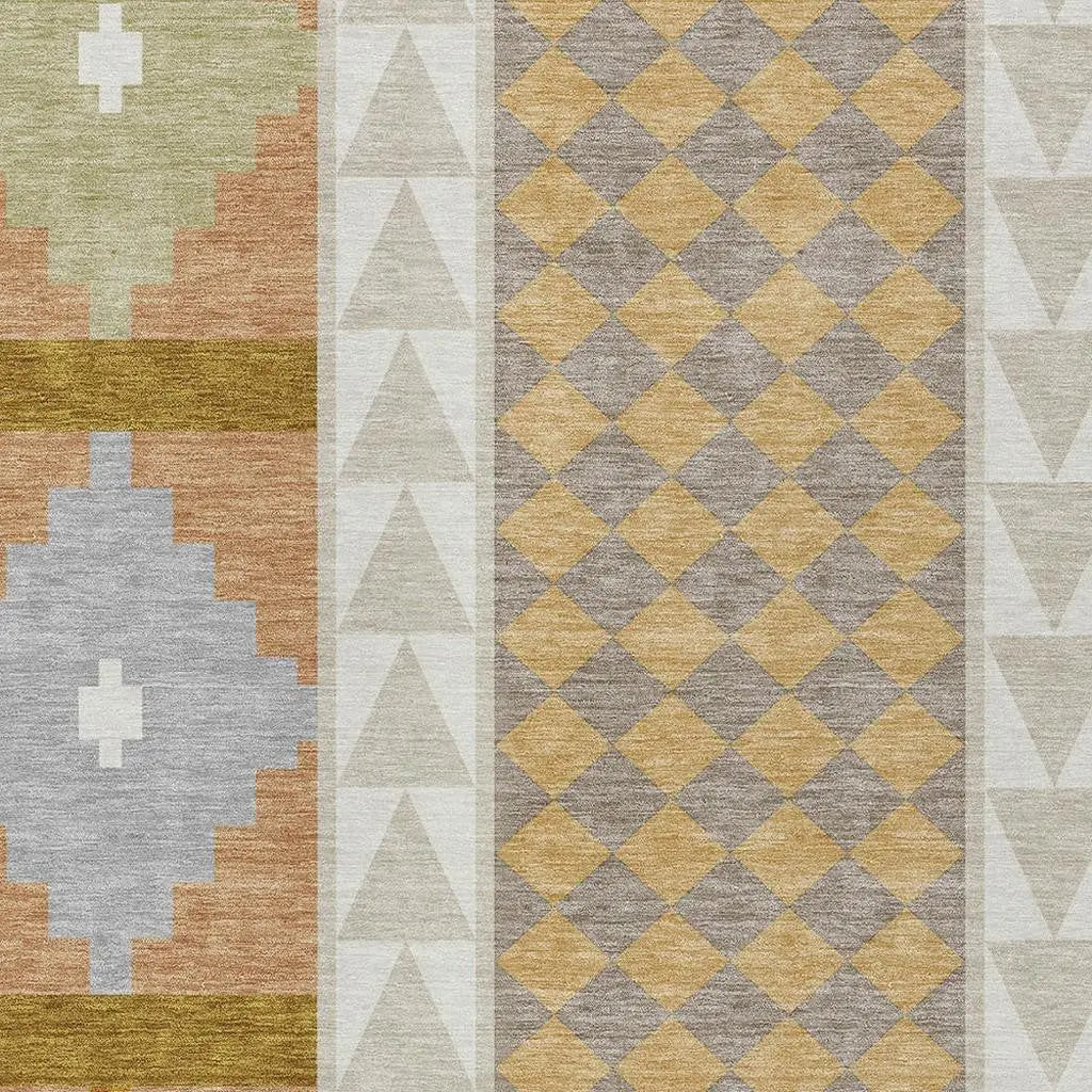 10' X 14' Beige And Orange Southwestern Washable Indoor Outdoor Area Rug Homeroots Outdoor