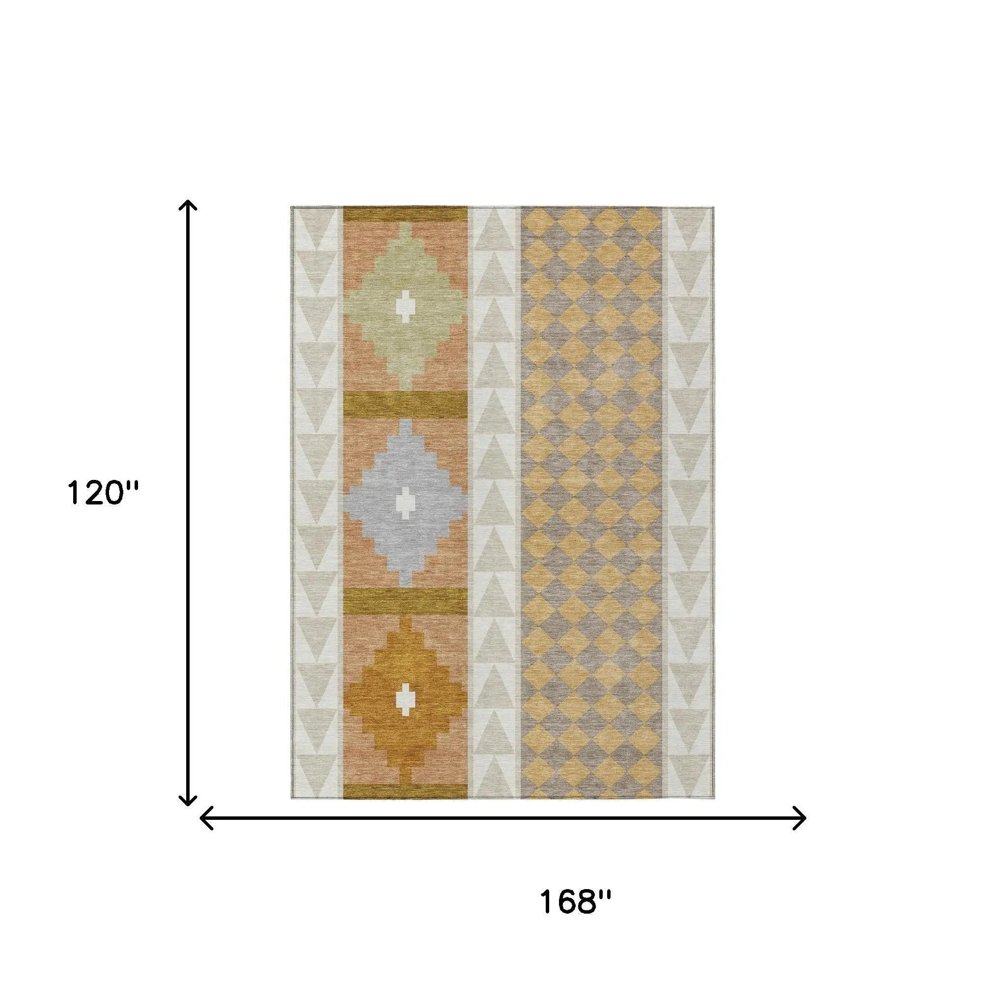 10' X 14' Beige And Orange Southwestern Washable Indoor Outdoor Area Rug Homeroots Outdoor