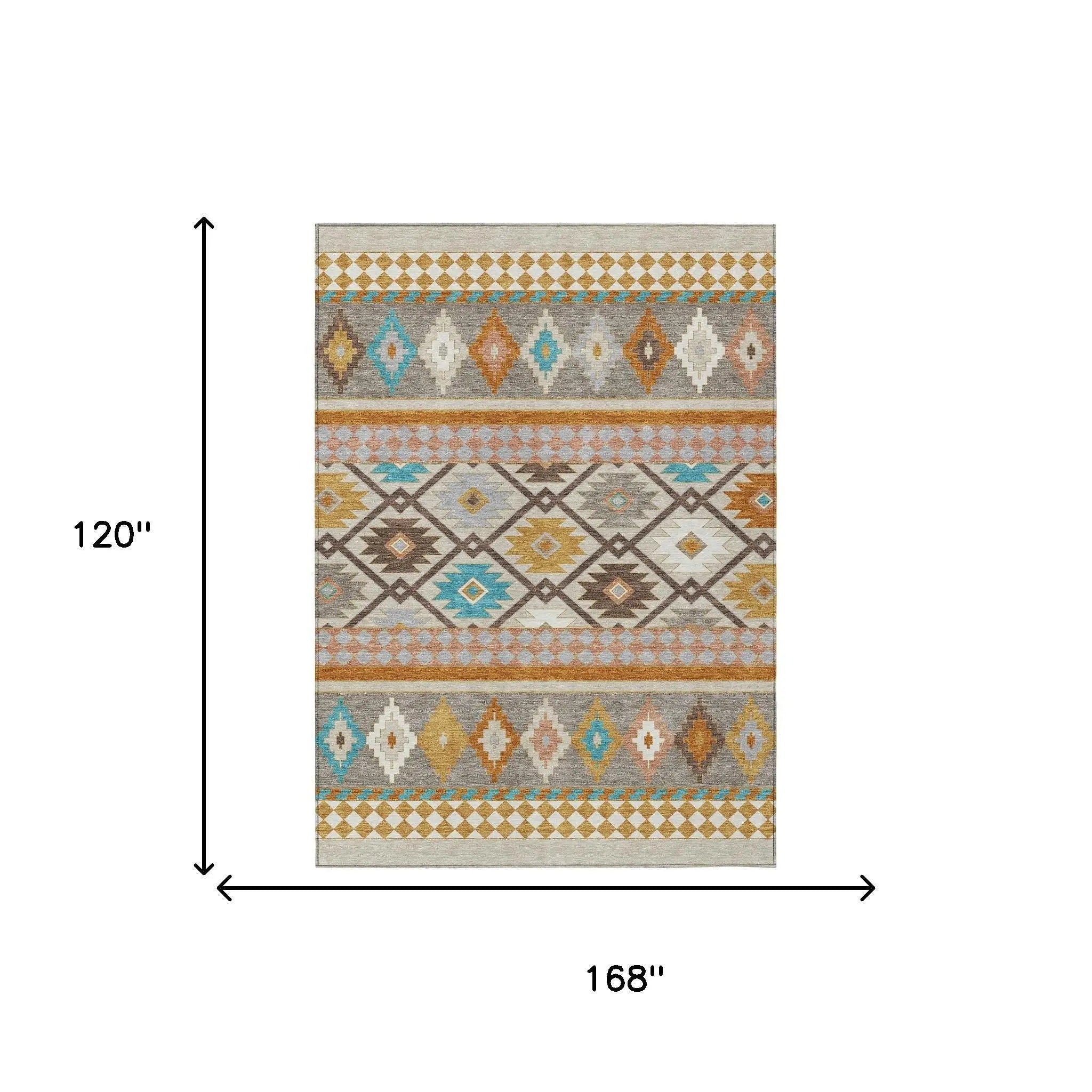 10' X 14' Beige And Orange Southwestern Washable Indoor Outdoor Area Rug Homeroots Outdoor