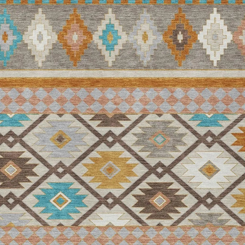 10' X 14' Beige And Orange Southwestern Washable Indoor Outdoor Area Rug Homeroots Outdoor