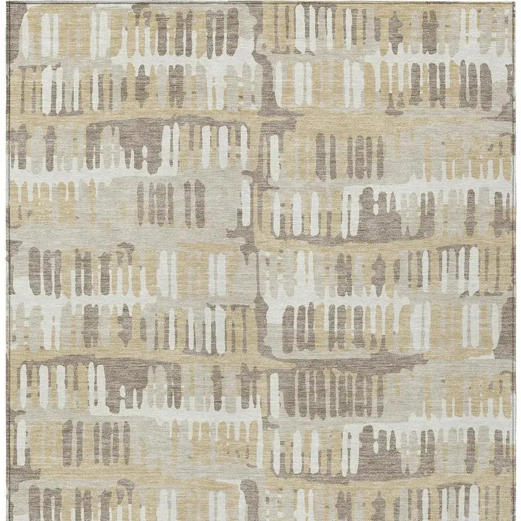 10' X 14' Beige And Taupe Abstract Washable Indoor Outdoor Area Rug Homeroots Outdoor