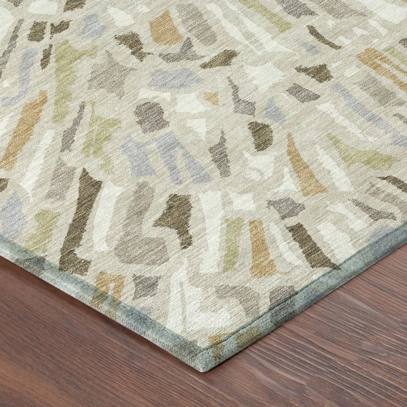 10' X 14' Beige And Taupe Abstract Washable Indoor Outdoor Area Rug Homeroots Outdoor