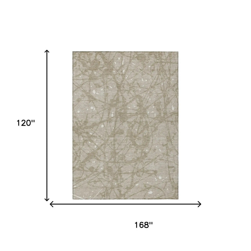 10' X 14' Beige And Taupe Abstract Washable Indoor Outdoor Area Rug Homeroots Outdoor