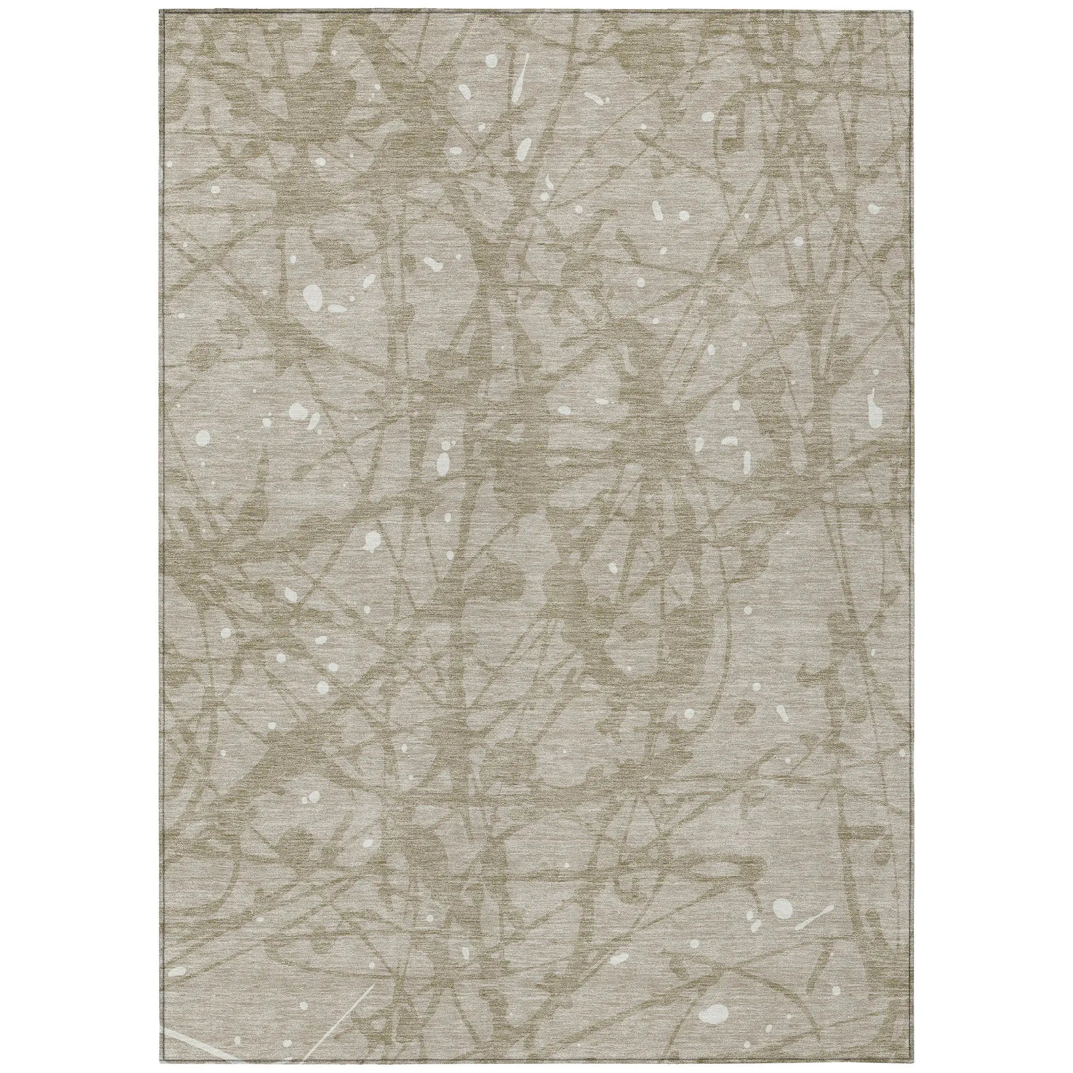 10' X 14' Beige And Taupe Abstract Washable Indoor Outdoor Area Rug Homeroots Outdoor