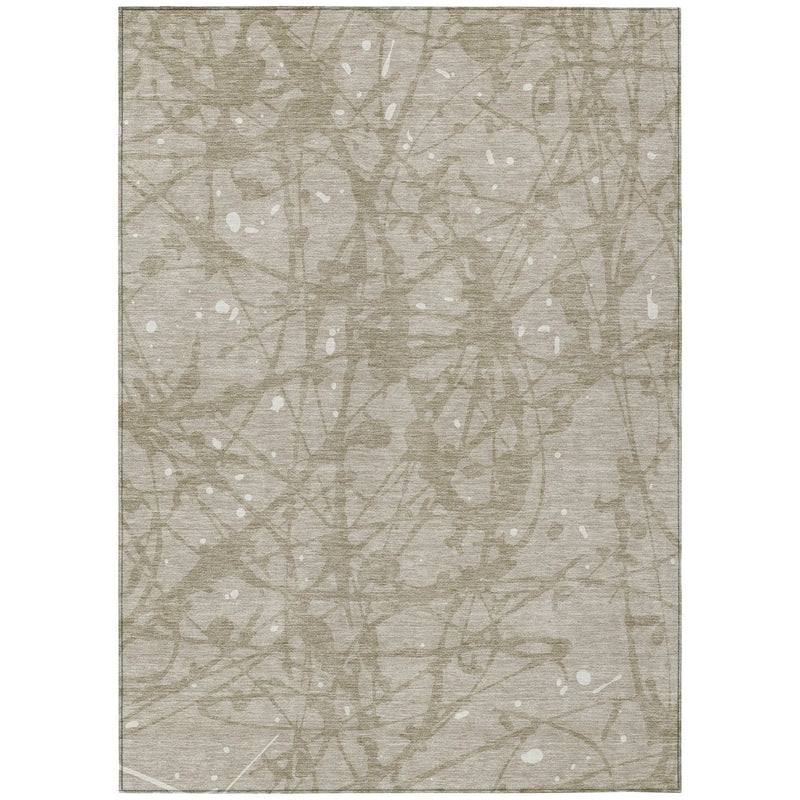 10' X 14' Beige And Taupe Abstract Washable Indoor Outdoor Area Rug Homeroots Outdoor