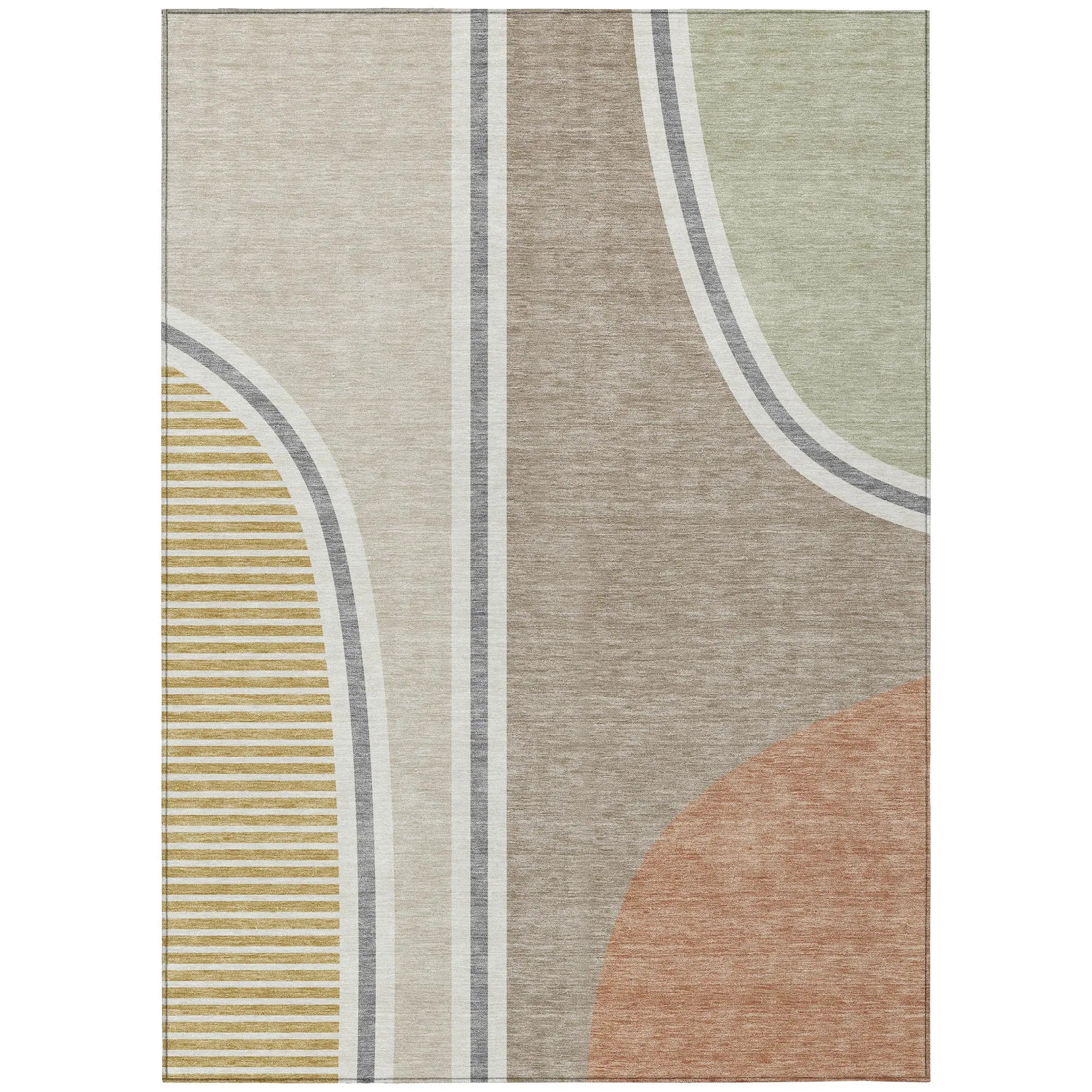10' X 14' Beige And Taupe Geometric Washable Indoor Outdoor Area Rug Homeroots Outdoor