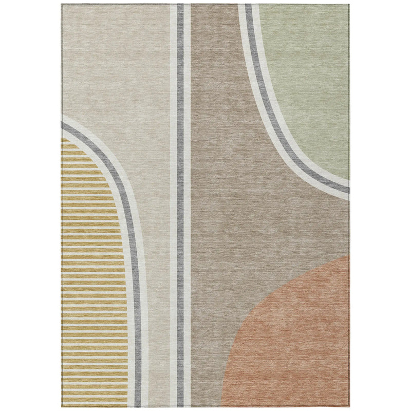 10' X 14' Beige And Taupe Geometric Washable Indoor Outdoor Area Rug Homeroots Outdoor