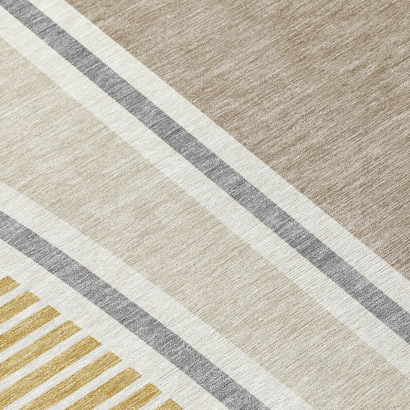 10' X 14' Beige And Taupe Geometric Washable Indoor Outdoor Area Rug Homeroots Outdoor