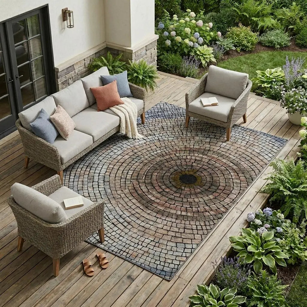 10' X 14' Beige And Taupe Geometric Washable Indoor Outdoor Area Rug Homeroots Outdoor