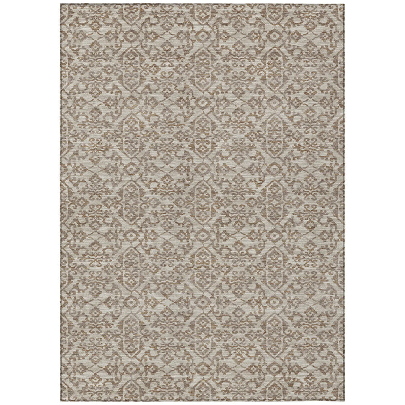 10' X 14' Beige And Taupe Oriental Washable Indoor Outdoor Area Rug Homeroots Outdoor